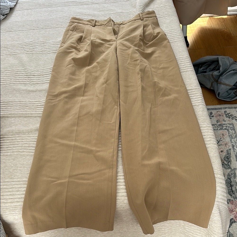 Zara Tan Wide-Leg Trousers